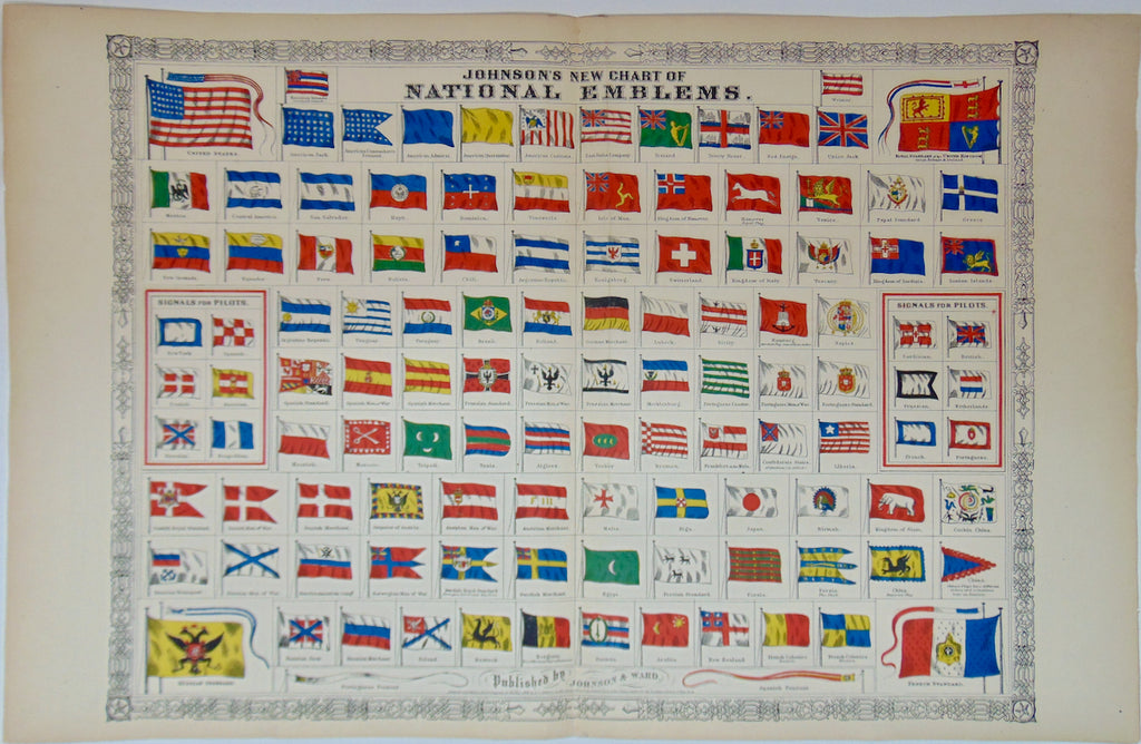 [Flags of the World] Johnson's New Chart of National Emblems (1868)