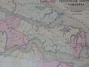 [CIVIL WAR MAP] Johnson's Map of the Vicinity of Richmond, and Peninsular Campaign in Virginia