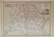 Load image into Gallery viewer, [MAP] Johnson&#39;s Georgia and Alabama (c. 1860)