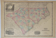 Load image into Gallery viewer, [MAP] Johnson&#39;s North and South Carolina (c. 1860)