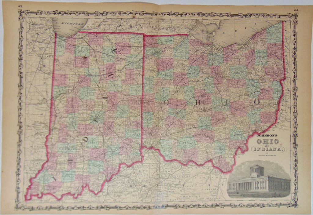 [MAP] Johnson's Ohio and Indiana (c. 1860)