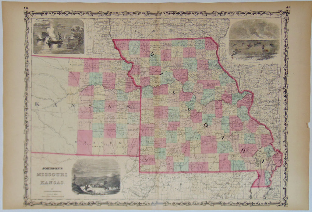 [MAP] Johnson's Missouri and Kansas  (c. 1860)