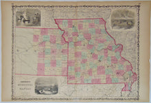 Load image into Gallery viewer, [MAP] Johnson&#39;s Missouri and Kansas  (c. 1860)