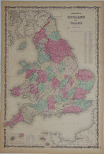 Load image into Gallery viewer, [MAP] Johnson&#39;s England and Wales (c. 1861)