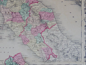 [MAP] Johnson's Northern Italy [with] Johnson's Southern Italy (c. 1861)