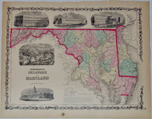 Load image into Gallery viewer, [MAP] Johnson&#39;s Delaware and Maryland (c. 1861)