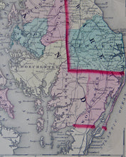 Load image into Gallery viewer, [MAP] Johnson&#39;s Delaware and Maryland (c. 1861)