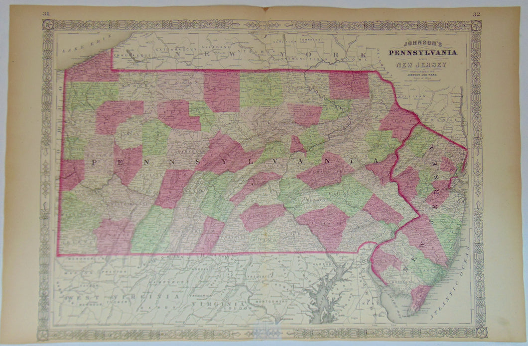 [MAP] Johnson's Pennsylvania and New Jersey (1864)