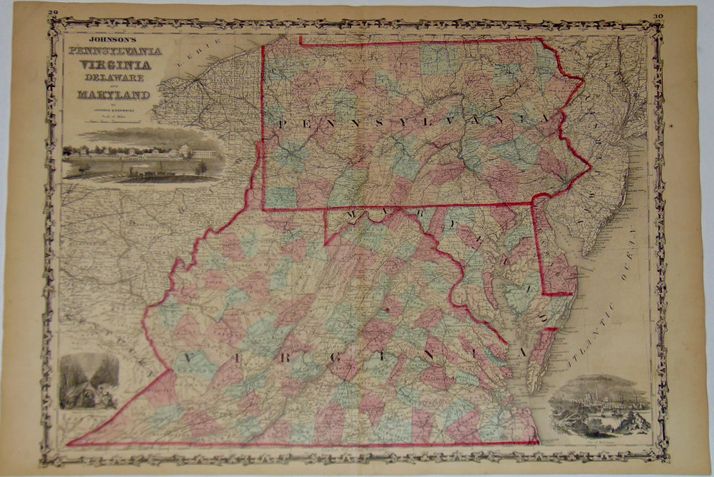 [MAP] Johnson's Pennsylvania, Delaware, Virginia and Maryland (c. 1861)