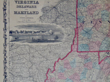 Load image into Gallery viewer, [MAP] Johnson&#39;s Pennsylvania, Delaware, Virginia and Maryland (c. 1861)