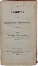 Load image into Gallery viewer, Ely, Ezra Stiles. A Synopsis of Didactic Theology (1822)