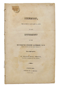 Sprague. 1821 Sermon Life & Death of Rev. Joseph Lathrop, D.D.