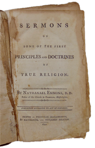 Emmons. Sermons on First Principles and Doctrines of Religion printed 1800