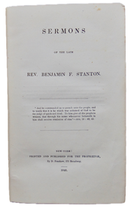 Sermons of the late Benjamin F. Stanton 1848 Presbyterian minister