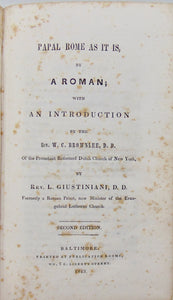 Giustiniani. Papal Rome As It Is, by A Roman 1843 AntiCatholic