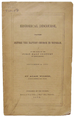 History of the Baptist Church in Topsham, Maine 1865