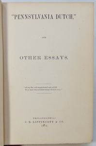 "Pennsylvania Dutch" and other Essays (1872)