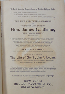 1884 Presidential Campaign, James G. Blaine and Gen. John A. Logan