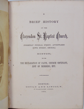 Load image into Gallery viewer, History of the Clarendon St. Baptist Church, Boston (1872)