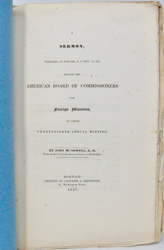 1837 Missionary Sermon, by a Presbyterian Revival Preacher