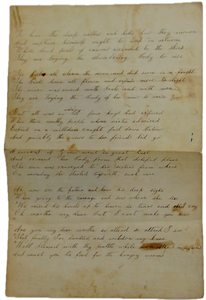 Manuscript poem DEATH by DROWNING of the child Martha Stevens of Factoryville