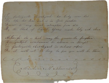 Load image into Gallery viewer, Manuscript poem DEATH by DROWNING of the child Martha Stevens of Factoryville