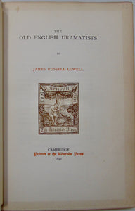 James Russell Lowell, The Old English Dramatists (Large-Paper Edition)