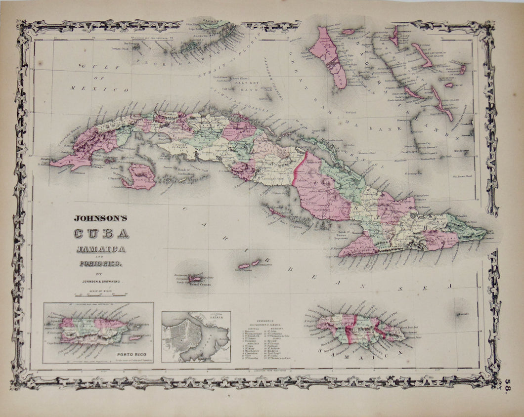 [MAP] Johnson's Cuba, Jamaica and Porto Rico (c. 1861)