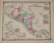 [MAP] Johnson's Central America. (c. 1861)