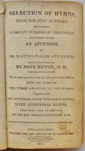 Rippon & Staughton. A Selection of Hymns, Baptist Appendix to Watts (1813)