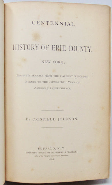 Johnson. Centennial History of Erie County, New York (1876) – Haaswurth ...