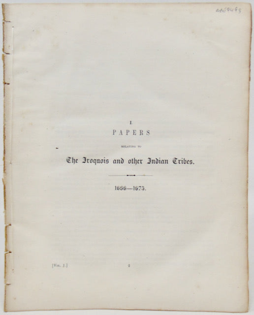 O'Callaghan. Papers relating to The Iroquois and other Indian Tribes: 1666-1675