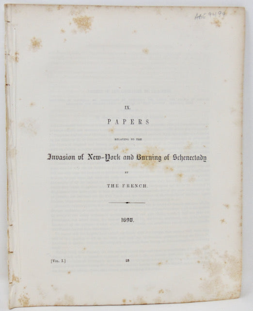 O'Callaghan. Invasion of New-York and Burning of Schenectady by the French, 1690