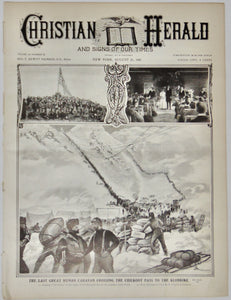 The Christian Herald, 1901. Cover illustration of Chilkoot Pass caravan, Klondike