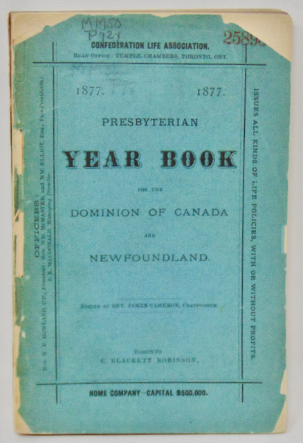 The Presbyterian Year Book for the Dominion of Canada and Newfoundland, 1877