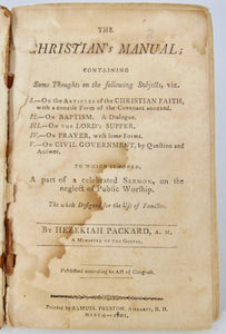 Packard, Hezekiah. The Christian's Manual, Amherst NH 1801